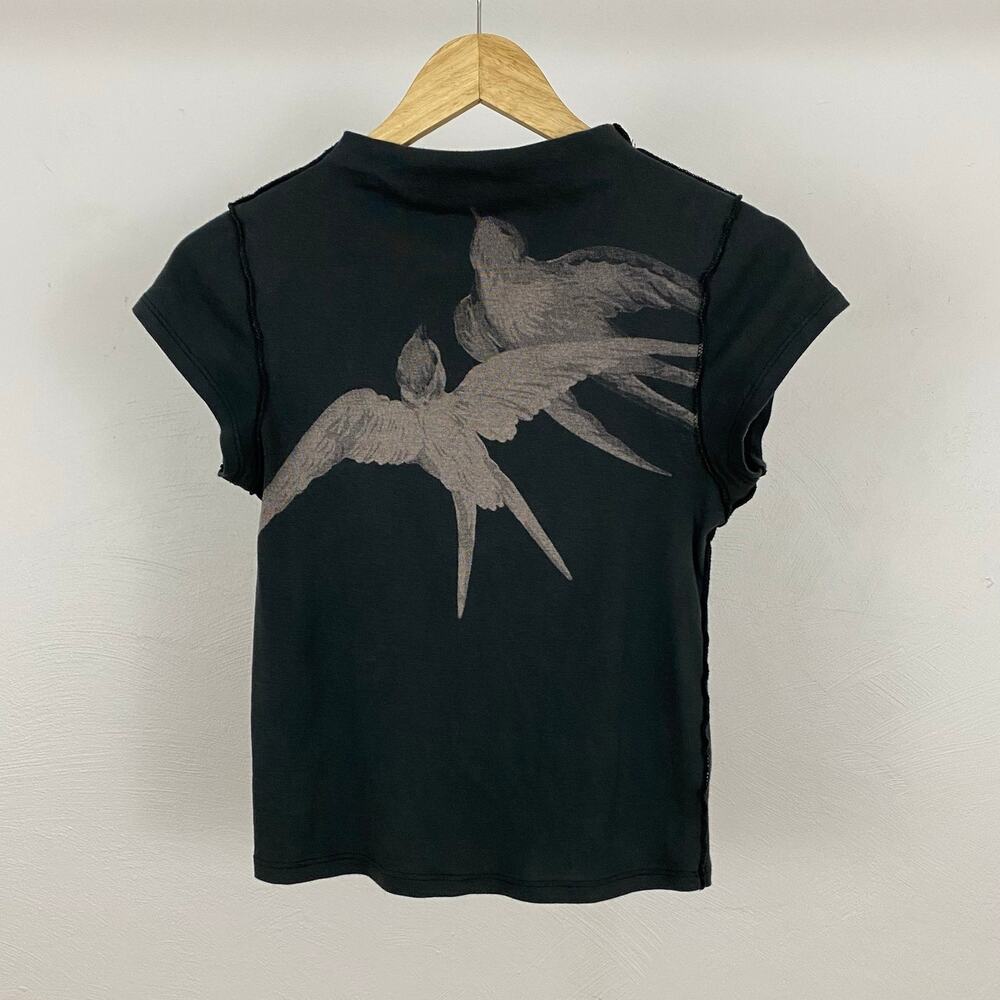 Free People x Ragabond Studio - Birds In Flight Tee - Black - Size Small